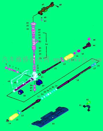 整體式動力轉向器(轉閥式齒輪齒條)的分解