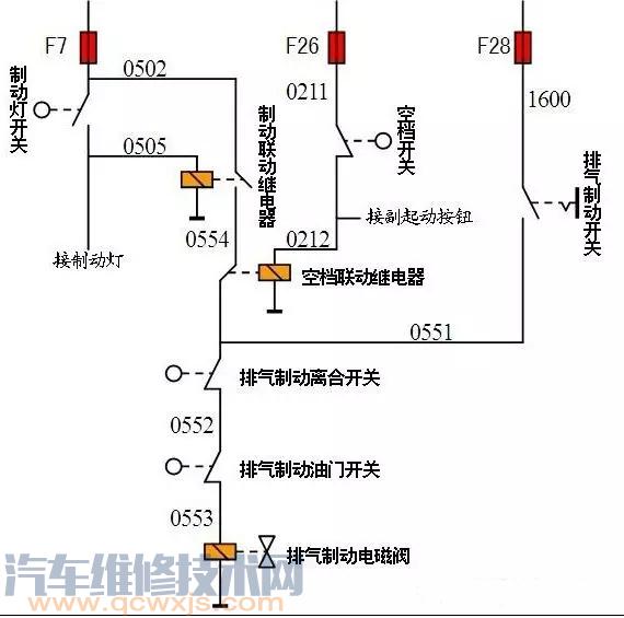東風天龍排氣制動電路分析