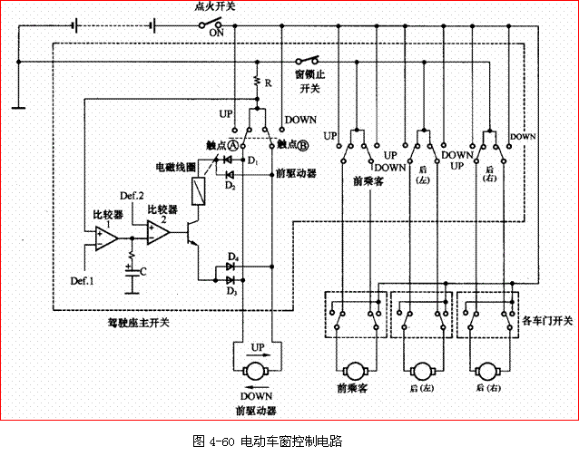 電動車窗的控制電路及工作原理