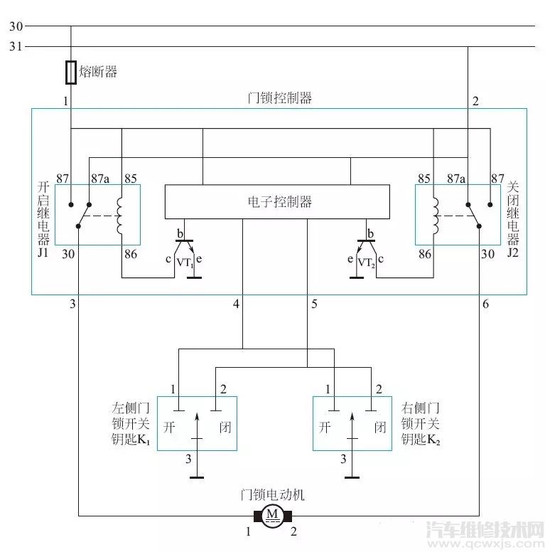中控門鎖典型電路的工作原理、識讀方法