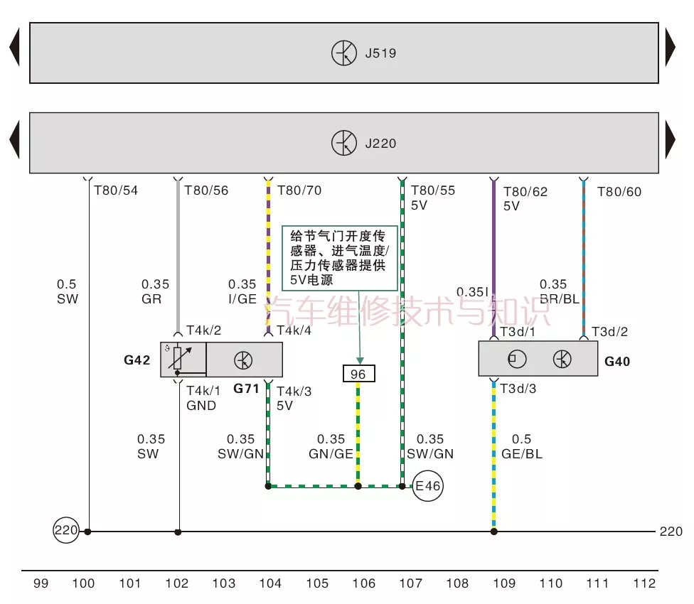 霍爾傳感器、進(jìn)氣溫度/壓力傳感器電路圖識(shí)讀 霍爾傳感器、進(jìn)氣溫度/壓力傳感器電路圖識(shí)讀