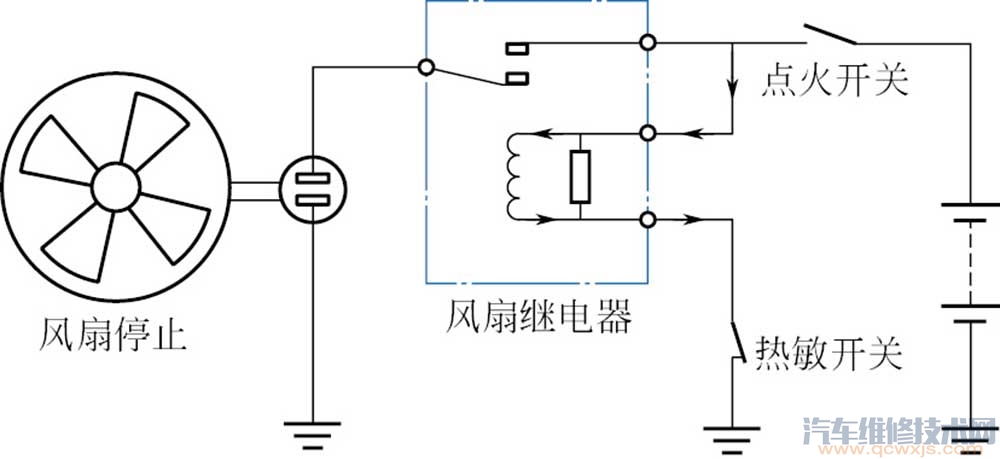 【發動機冷卻風扇溫度傳感器構造和工作原理電路】圖4