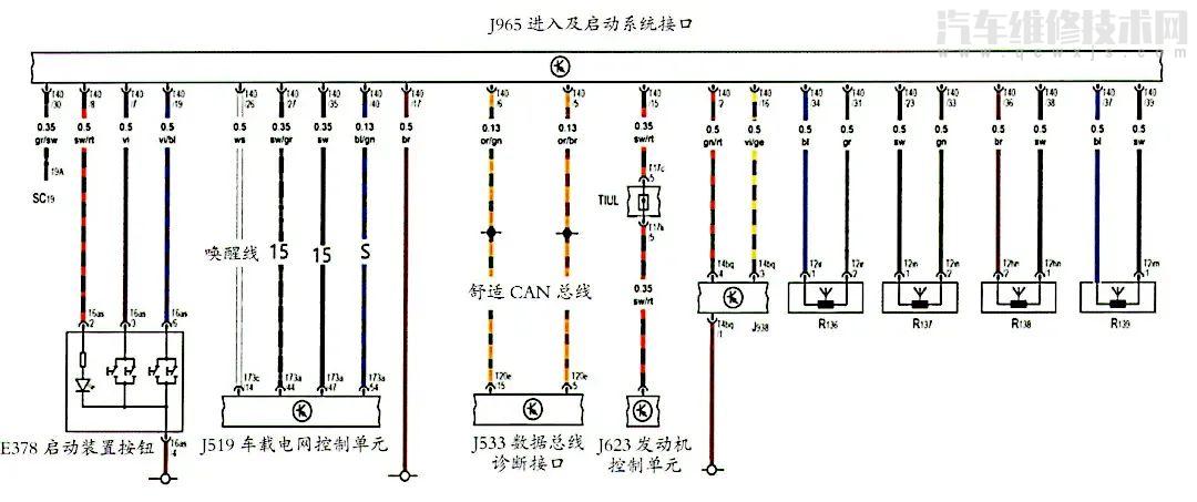 大眾邁騰一鍵啟動無法使用,電子轉向柱鎖鎖止,發動機不能啟動維修案例