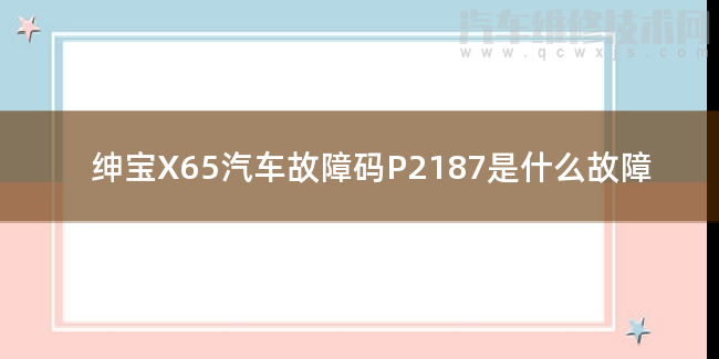 紳寶X65汽車故障碼P2187是什么故障 紳寶X65P2187故障碼是什么原因