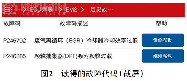 【瑞風發動機故障燈和DPF再生指示燈亮故障維修】圖2