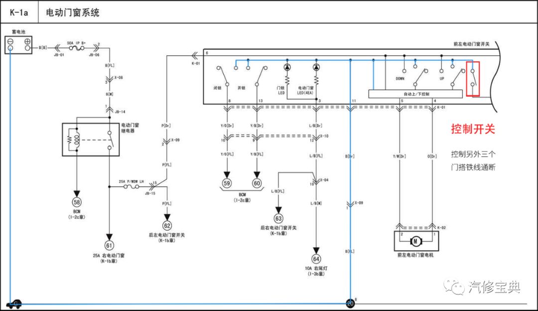 電動車窗電路圖識讀與故障分析，看完就會了！