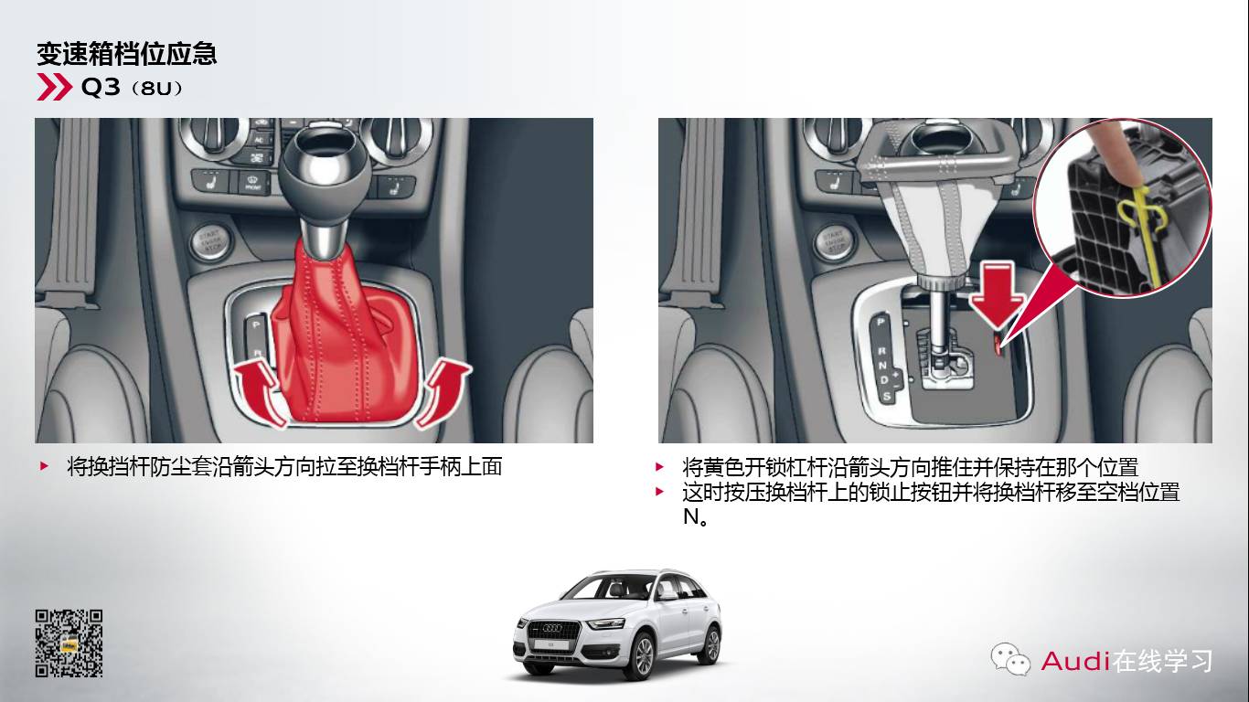  奧迪變速箱檔位應(yīng)急解鎖操作方法 