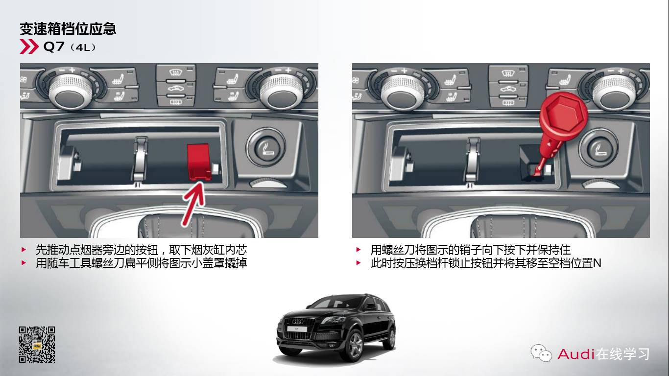  奧迪變速箱檔位應(yīng)急解鎖操作方法 