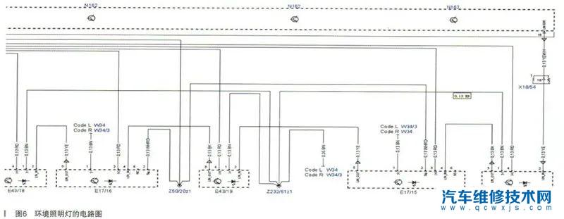 如果熄火再重新啟動,那么環境照明燈就又亮了,過幾分鐘還會熄滅。故障點位置如圖1所示 如果熄火再重新啟動,那么環境照明燈就又亮了,過幾分鐘還會熄滅。故障點位置如圖1所示